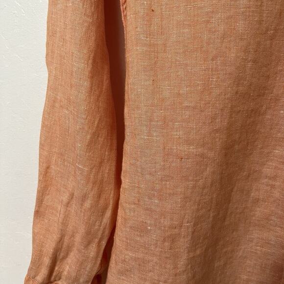Brooks Brothers Mens 100% Irish Linen Button Up Shirt Size S Orange Preppy - Picture 6 of 7